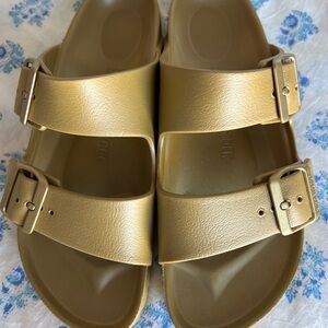 Birkenstock Arizona EVA Gold Double Strap Sandals size 38 brand new